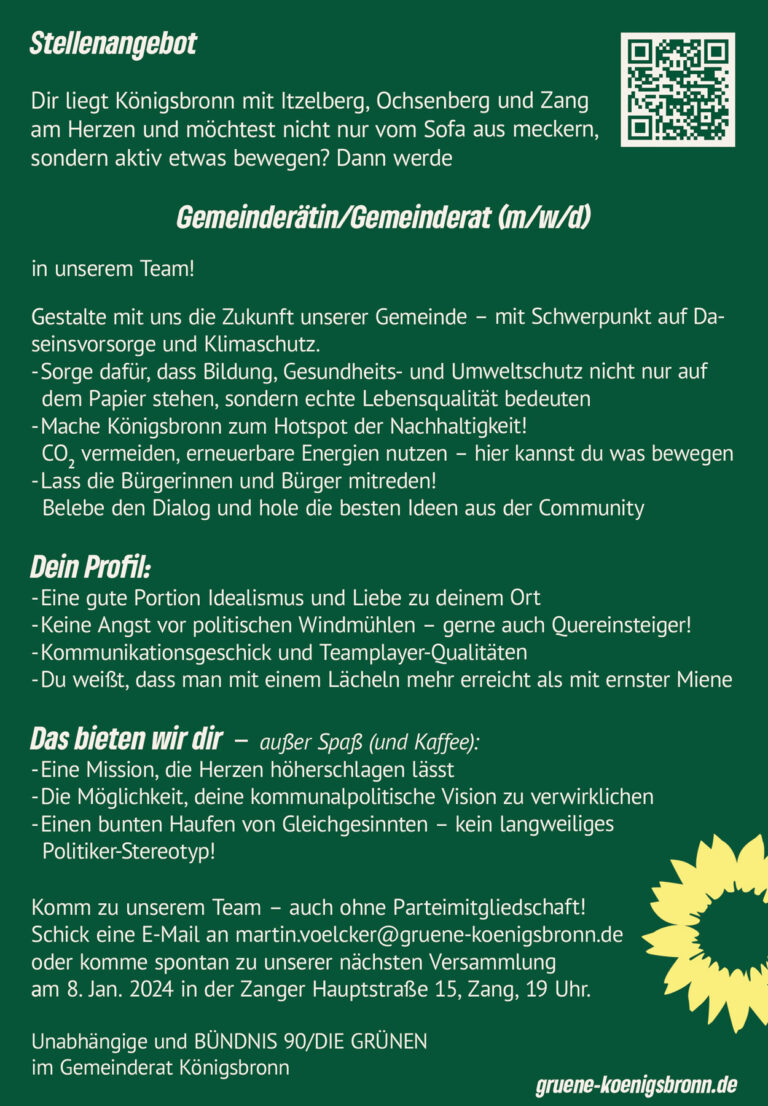 Stellenangebot Gemeinderat